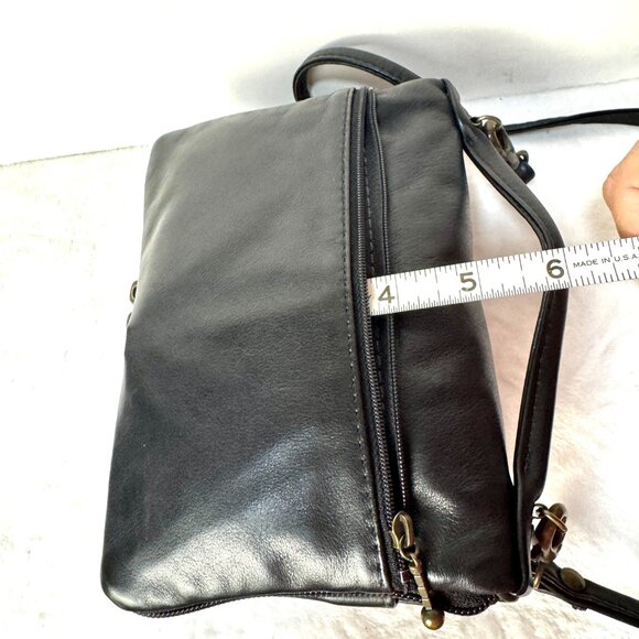 Atelier V Cuir Brown Black Daisy Embossed Leather Shoulder Wallet Clutch Purse W - Picture 8 of 16